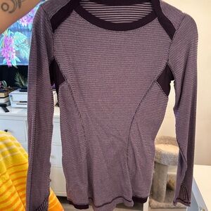 lululemon athletica Striped Purple Long Sleeve Top